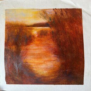 Original Oil Painting by Elaine Finsilver Sunset Marsh Landscape